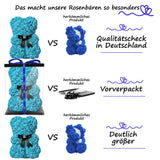 Blauer Rosenbär mit Schleife, 25 cm - ROSEBEAR NADIR