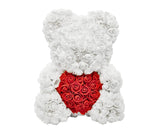 Weißer Rosenbär mit rotem Herzen - rosen-baer