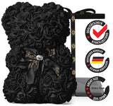 Schwarzer Rosenbär mit Schleife, 25 cm - ROSEBEAR NADIR