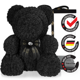 Schwarzer Rosenbär mit Schleife, 70 cm - ROSEBEAR NADIR