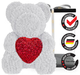 Weißer Rosenbär mit rotem Herz, 70 cm - ROSEBEAR NADIR