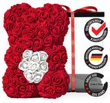 Roter Rosenbär mit weißem Herz, 25 cm - ROSEBEAR NADIR