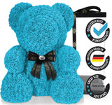 Blauer Rosenbär mit Schleife, 70 cm - ROSEBEAR NADIR