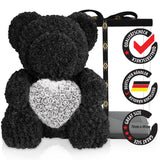 Schwarzer Rosenbär mit weißem Herz, 70 cm - ROSEBEAR NADIR