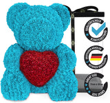 Blauer Rosenbär mit weißem Herz, 70 cm - ROSEBEAR NADIR