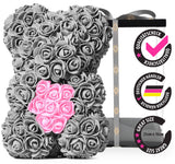 Grauer Rosenbär mit rosa Herz, 25 cm - ROSEBEAR NADIR