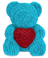 Blauer Rosenbär mit weißem Herz, 70 cm - ROSEBEAR NADIR