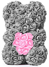 Grauer Rosenbär mit rosa Herz, 25 cm - ROSEBEAR NADIR
