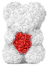 Weißer Rosenbär mit rotem Herz, 25 cm - ROSEBEAR NADIR