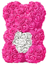 Rosa Rosenbär mit weißem Herz, 25 cm - ROSEBEAR NADIR