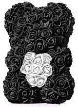 Schwarzer Rosenbär mit weißem Herz, 25 cm - ROSEBEAR NADIR