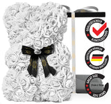 Weißer Rosenbär mit Schleife, 25 cm - ROSEBEAR NADIR