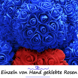 Blauer Rosenbär mit rotem Herz - ROSEBEAR NADIR