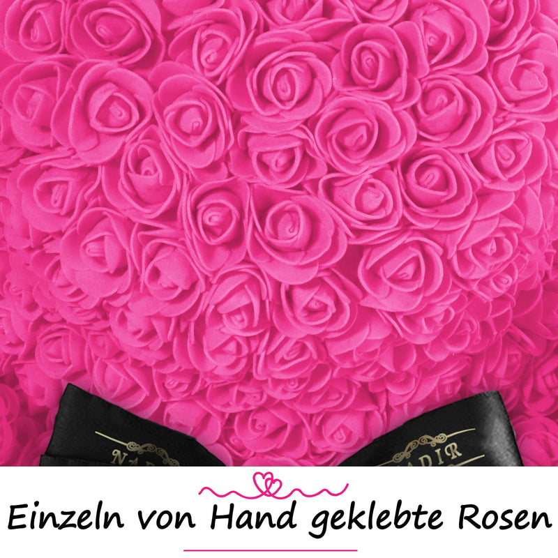 Pinker Rosenbär mit Schleife, 70 cm - ROSEBEAR NADIR