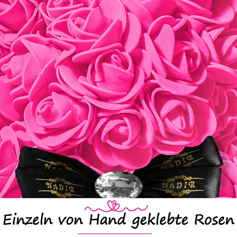 Rosa Rosenbär mit Schleife, 25 cm - ROSEBEAR NADIR