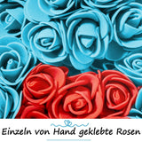 Blauer Rosenbär mit weißem Herz, 25 cm - ROSEBEAR NADIR