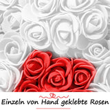 Weißer Rosenbär mit rotem Herz, 25 cm - ROSEBEAR NADIR