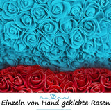 Blauer Rosenbär mit weißem Herz, 70 cm - ROSEBEAR NADIR