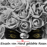 Grauer Rosenbär mit Schleife, 25 cm - ROSEBEAR NADIR