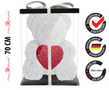 Weißer Rosenbär mit rotem Herz, 70 cm - ROSEBEAR NADIR