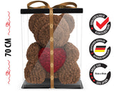 Brauner Rosenbär mit rotem Herz, 70 cm - ROSEBEAR NADIR