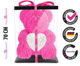 Pinker Rosenbär mit weißem Herz, 70 cm - ROSEBEAR NADIR