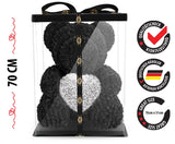 Schwarzer Rosenbär mit weißem Herz, 70 cm - ROSEBEAR NADIR