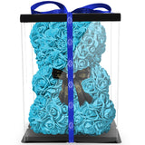 Blauer Rosenbär mit Schleife, 25 cm - ROSEBEAR NADIR