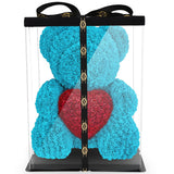 Blauer Rosenbär mit weißem Herz, 70 cm - ROSEBEAR NADIR