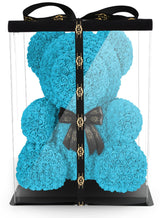 Blauer Rosenbär mit Schleife, 70 cm - ROSEBEAR NADIR