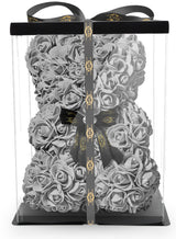 Grauer Rosenbär mit Schleife, 25 cm - ROSEBEAR NADIR