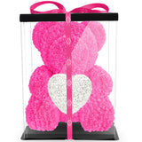 Pinker Rosenbär mit weißem Herz, 70 cm - ROSEBEAR NADIR