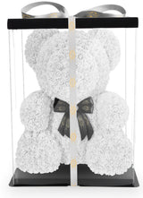 Weißer Rosenbär mit Schleife, 70 cm - ROSEBEAR NADIR