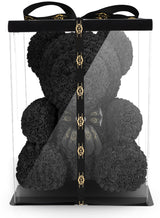 Schwarzer Rosenbär mit Schleife, 70 cm - ROSEBEAR NADIR