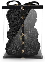 Schwarzer Rosenbär mit Schleife, 25 cm - ROSEBEAR NADIR