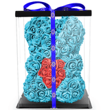 Blauer Rosenbär mit weißem Herz, 25 cm - ROSEBEAR NADIR