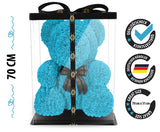 Blauer Rosenbär mit Schleife, 70 cm - ROSEBEAR NADIR