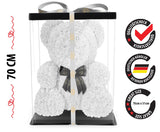Weißer Rosenbär mit Schleife, 70 cm - ROSEBEAR NADIR