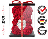 Roter Rosenbär mit weißem Herz, 25 cm - ROSEBEAR NADIR