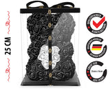 Schwarzer Rosenbär mit weißem Herz, 25 cm - ROSEBEAR NADIR