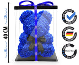 Blauer Rosenbär mit schwarzer Schleife - ROSEBEAR NADIR