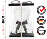 Weißer Rosenbär mit schwarzer Schleife - ROSEBEAR NADIR