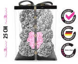 Grauer Rosenbär mit rosa Herz, 25 cm - ROSEBEAR NADIR