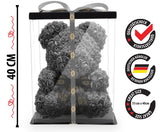 Grauer Rosenbär mit schwarzer Schleife - ROSEBEAR NADIR