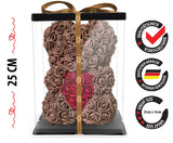 Brauner Rosenbär mit rotem Herz, 25 cm - ROSEBEAR NADIR