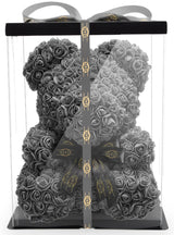 Grauer Rosenbär mit schwarzer Schleife - ROSEBEAR NADIR