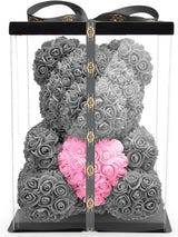 Grauer Rosenbär mit rosa Herz - ROSEBEAR NADIR