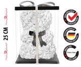 Weißer Rosenbär mit Schleife, 25 cm - ROSEBEAR NADIR