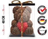 Brauner Rosenbär mit rotem Herz - ROSEBEAR NADIR