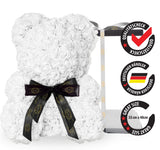 Weißer Rosenbär mit schwarzer Schleife - ROSEBEAR NADIR